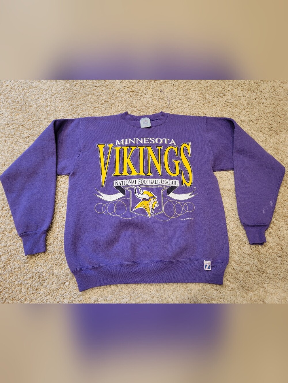 Vintage 1993 Logo 7 Minnesota Vikings Sweater Mens M Crewneck 90s Pullover